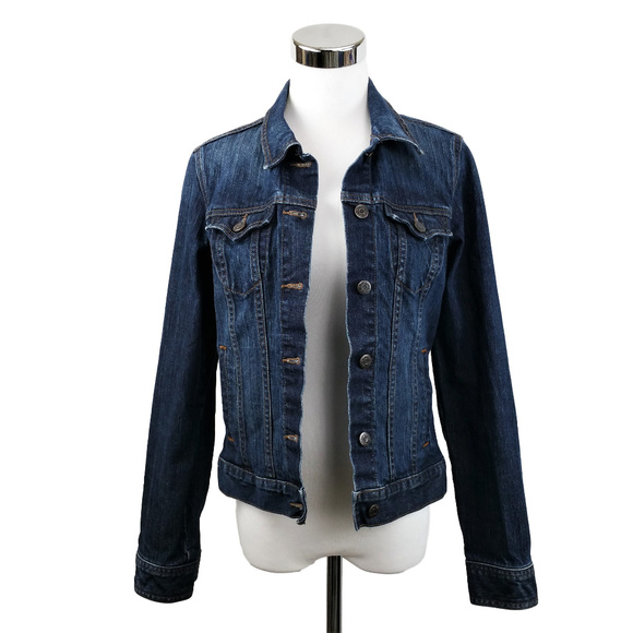 womens dark blue jean jacket